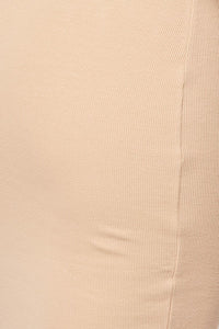 Scoop Neck Ribbed Mini Dress - Taupe - SohoGirl.com