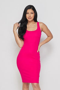 Scoop Neck Ribbed Mini Dress - Pink - SohoGirl.com