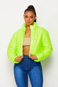 Cropped Bubble Jacket - Neon Yellow - SohoGirl.com