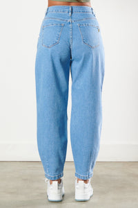 High Rise Slouchy Distressed Jeans - Medium Denim - SohoGirl.com