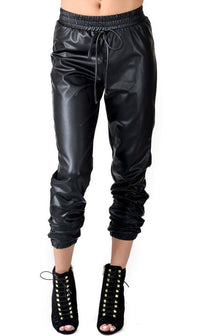 Faux Leather Jogger Pants with Drawstring (Plus Sizes Available S-3XL) - SohoGirl.com
