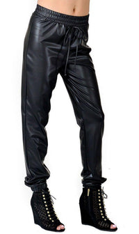 Faux Leather Jogger Pants with Drawstring (Plus Sizes Available S-3XL) - SohoGirl.com