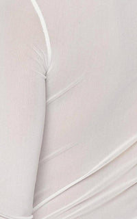 Sheer Mock Neck Long Sleeve Bodysuit - White - SohoGirl.com