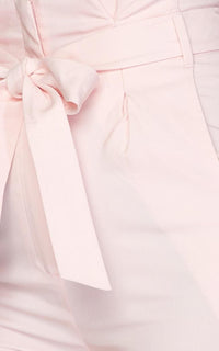 High Waisted Front Tie Waist Shorts - Pink - SohoGirl.com