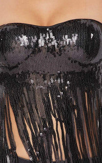 Strapless Sequin Fringe Tube Top - Black - SohoGirl.com