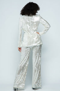 Sequin 2 Pc. Suit - White - SohoGirl.com