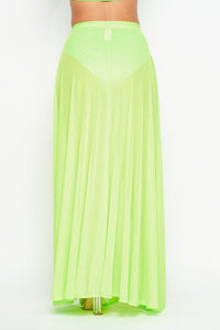 See Through Mesh Skirt W/ Slit - Lime Green - SohoGirl.com