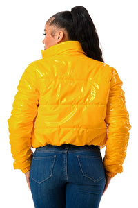 Cropped Puffer Jacket - Golden Yellow - SohoGirl.com