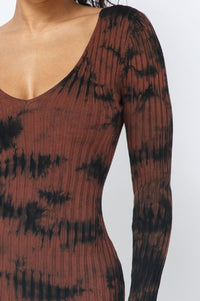 V-Neck Off The Shoulder Midi Dress - Black/ Cocoa - SohoGirl.com