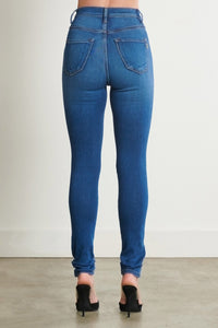 Vibrant High Waisted Distressed Skinny Jeans - Medium Denim - SohoGirl.com