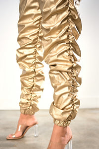 Reflective Harem Jogger Pants - Gold - SohoGirl.com