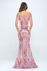 RICARICA OFF SHOULDER SEQUINS AND FLARE STYLE WITH SWEETHEART NECKLINE- MAUVE - SohoGirl.com