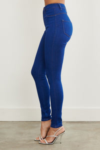 Vibrant Super High Waisted Skinny Jeans - Blue - SohoGirl.com