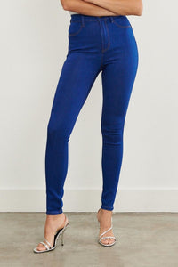 Vibrant Super High Waisted Skinny Jeans - Blue - SohoGirl.com