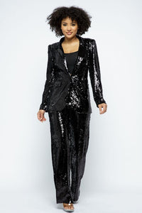 Sequin 2 Pc. Suit - Black - SohoGirl.com