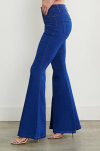 Vibrant High Waisted Bell Bottom Jeans - Blue - SohoGirl.com