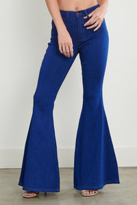 Vibrant High Waisted Bell Bottom Jeans - Blue - SohoGirl.com