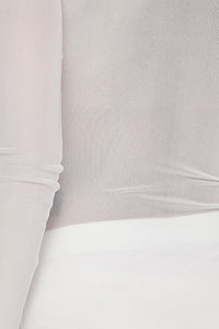 Long Sleeve Sheer Mock Neck Body Suit - White - SohoGirl.com
