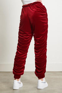 Velvet Jogger Harem Pants - Red - SohoGirl.com