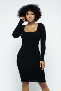 Open Square Front Mini Dress - Black - SohoGirl.com