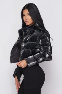 Cropped Puffer Jacket in Black - SohoGirl.com