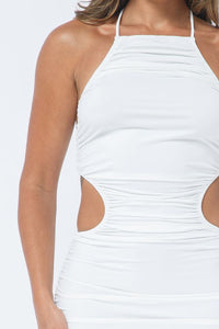 Spaghetti Strap Halter Neck Open Back Maxi Dress - White - SohoGirl.com