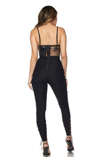 Tie-Up Lace Jumpsuit - Black - SohoGirl.com