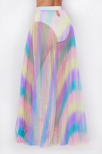 Unicorn Rainbow Pleated Sheer Maxi Skirt - Purple - SohoGirl.com