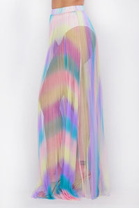 Unicorn Rainbow Pleated Sheer Maxi Skirt - Purple - SohoGirl.com