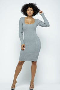 Open Square Front Mini Dress - Grey - SohoGirl.com
