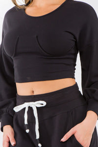 Loose Sweatpants Set W/ Matching Sweater - Black - SohoGirl.com