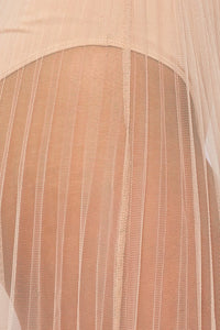 Pleated High Waisted Sheer Maxi Skirt - Taupe - SohoGirl.com