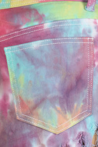 High Waisted Tie Dye Shorts W/ Fringes - Yellow Tie Dye - SohoGirl.com