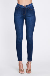 Vibrant Super High Waisted Skinny Jeans - Dark Denim - SohoGirl.com