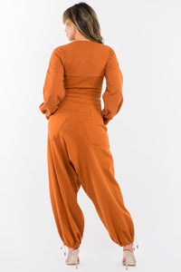 Baggy Sweatpants Set W/ Matching Long Sleeve Top - Orange - SohoGirl.com