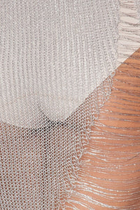 Lurex Knitted Sheer Sleeveless Dress W/ Side Slits - Silver - SohoGirl.com