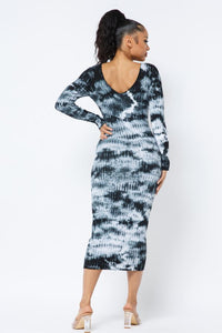 V-Neck Off The Shoulder Midi Dress - Black/ Heather Gray - SohoGirl.com