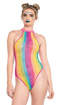 Rainbow Knitted Halter Top Bodysuit - SohoGirl.com