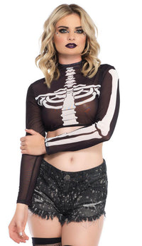 Sheer Mesh Skeleton Crop Top - Black - SohoGirl.com