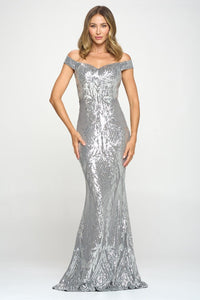 RICARICA OFF THE SHOULDER IN A FIT FLARE STYLE WITH SWEETHEART NECKLINE-SILVER - SILVER - SohoGirl.com