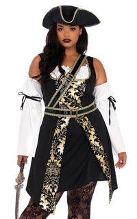 Plus Size Black Sea Buccaneer Costume - SohoGirl.com