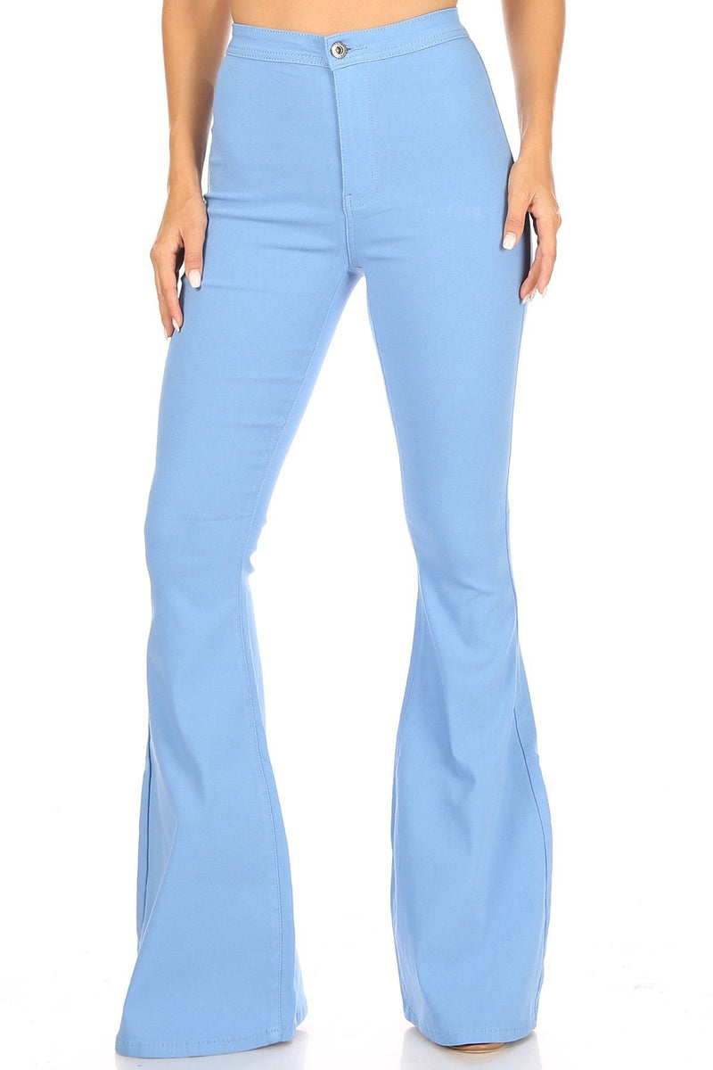 High Waisted Stretchy Baby Blue Bell Bottom Jeans – SohoGirl.com