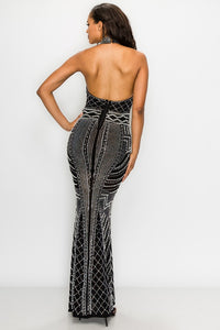 Key Hole Pearl Maxi Dress - Black - SohoGirl.com