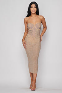 Sequin Embellished Dress - Beige - SohoGirl.com