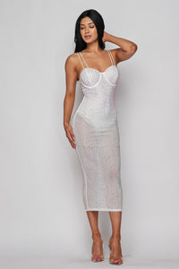 Sequin Embellished Dress - White - SohoGirl.com