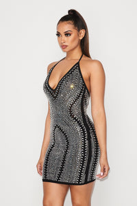 Studded Bodycon Mini Dress - Black - SohoGirl.com