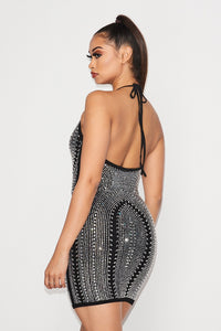Studded Bodycon Mini Dress - Black - SohoGirl.com