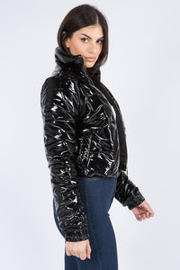 Cropped Puffer Jacket in Black - SohoGirl.com