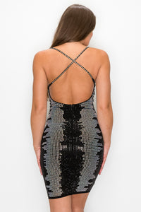 Spaghetti Strap Sequin Studded Mini Dress - Black - SohoGirl.com