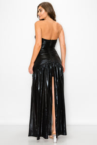 Strapless Rhinestone Studded Mini Dress W/ Back Tails - Black - SohoGirl.com